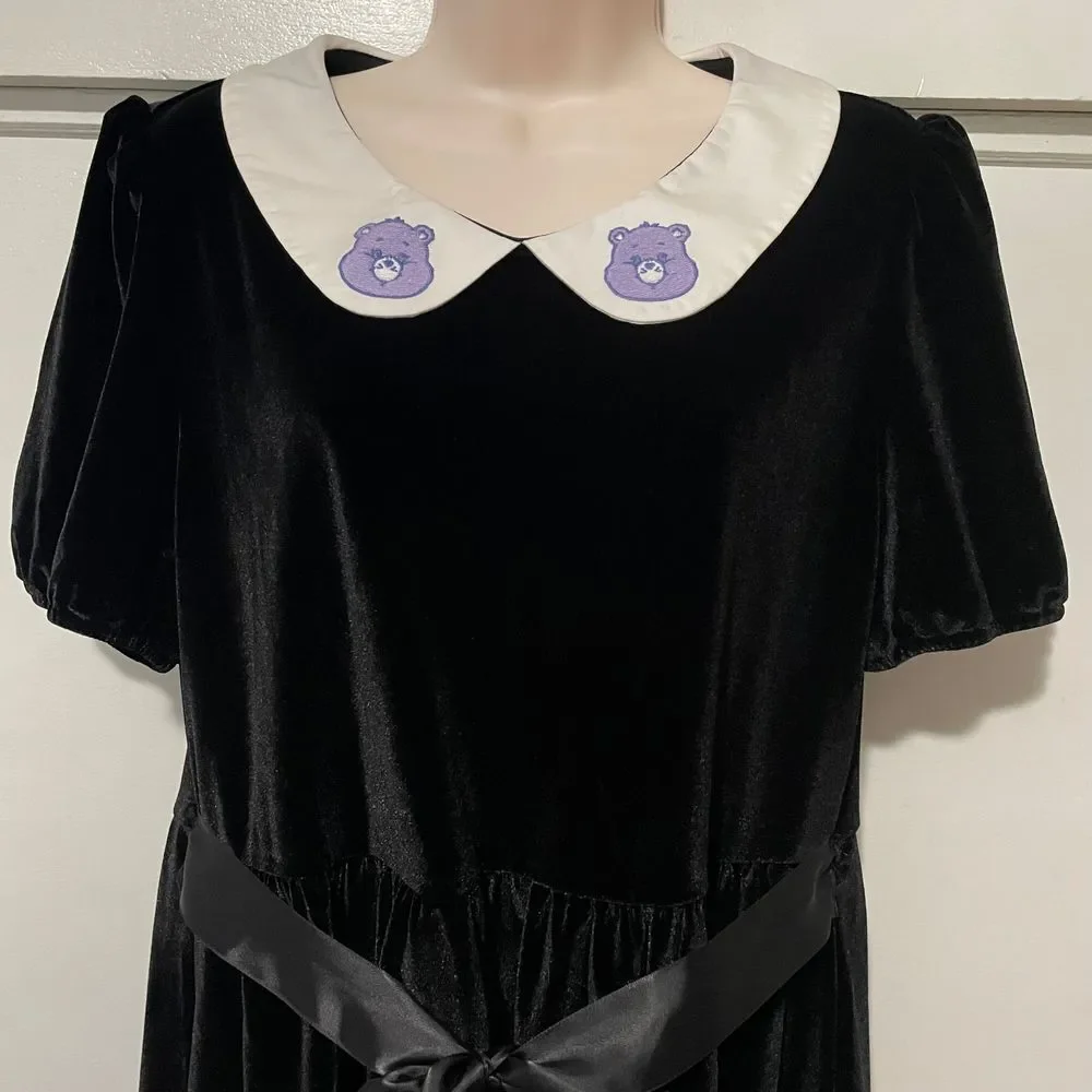 Dolls Kill X CARE BEARS XL Love You Forever Black Velvet Babydoll Dress - Picture 10 of 14